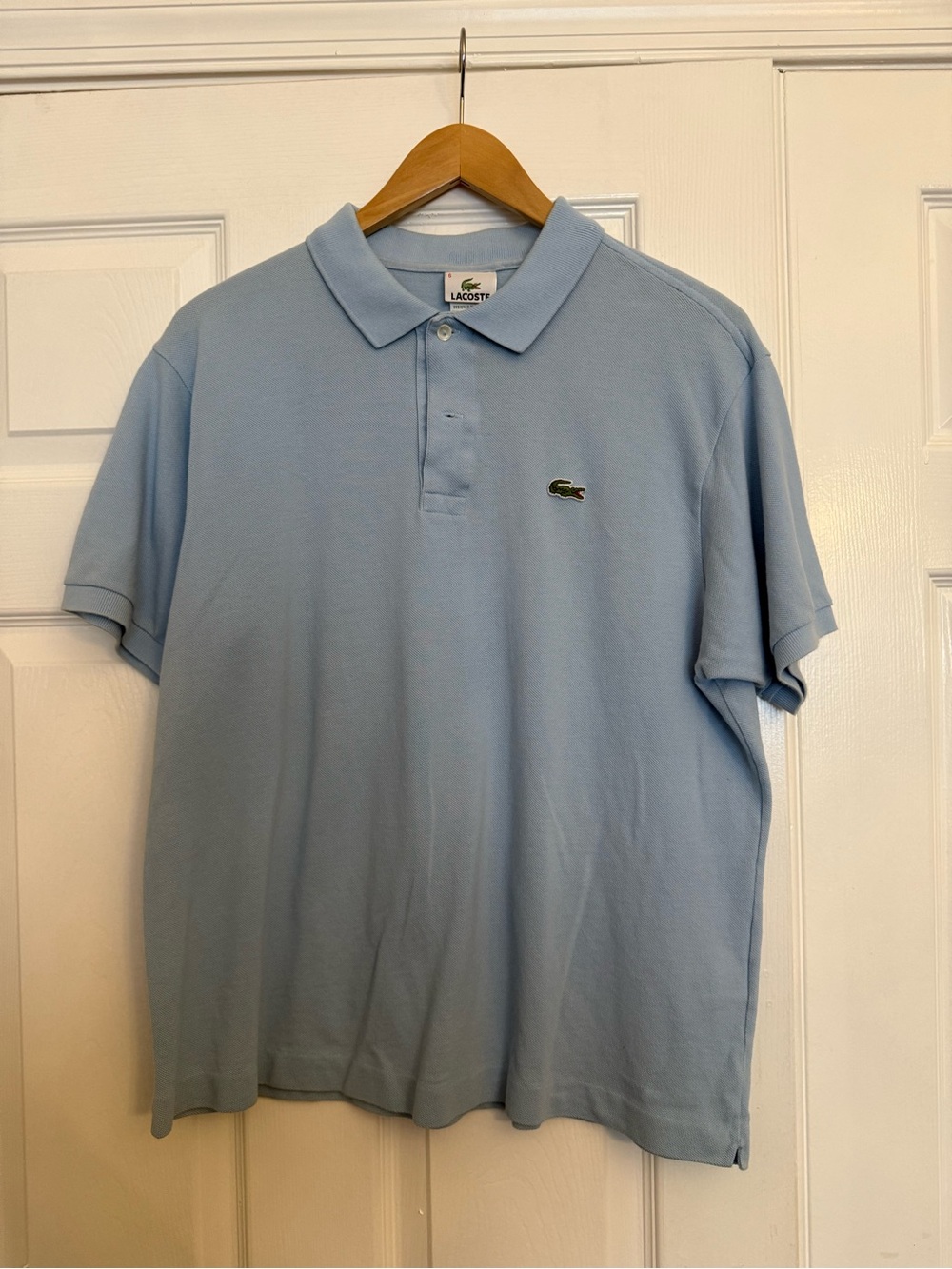 Lacoste Men’s Pale Blue Pique Polo with Crocodile Logo